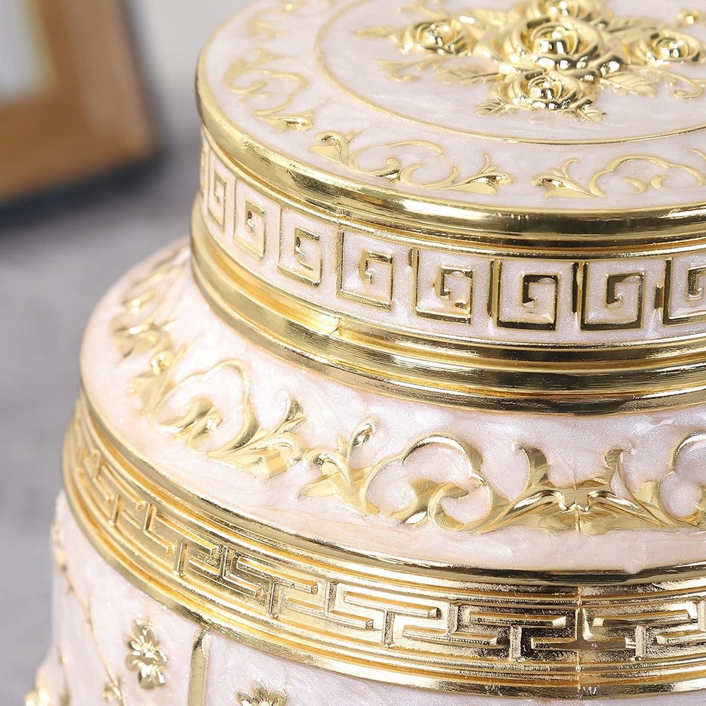 Medium Urn for Human Ashes - Rose Flower Cremation - Gold