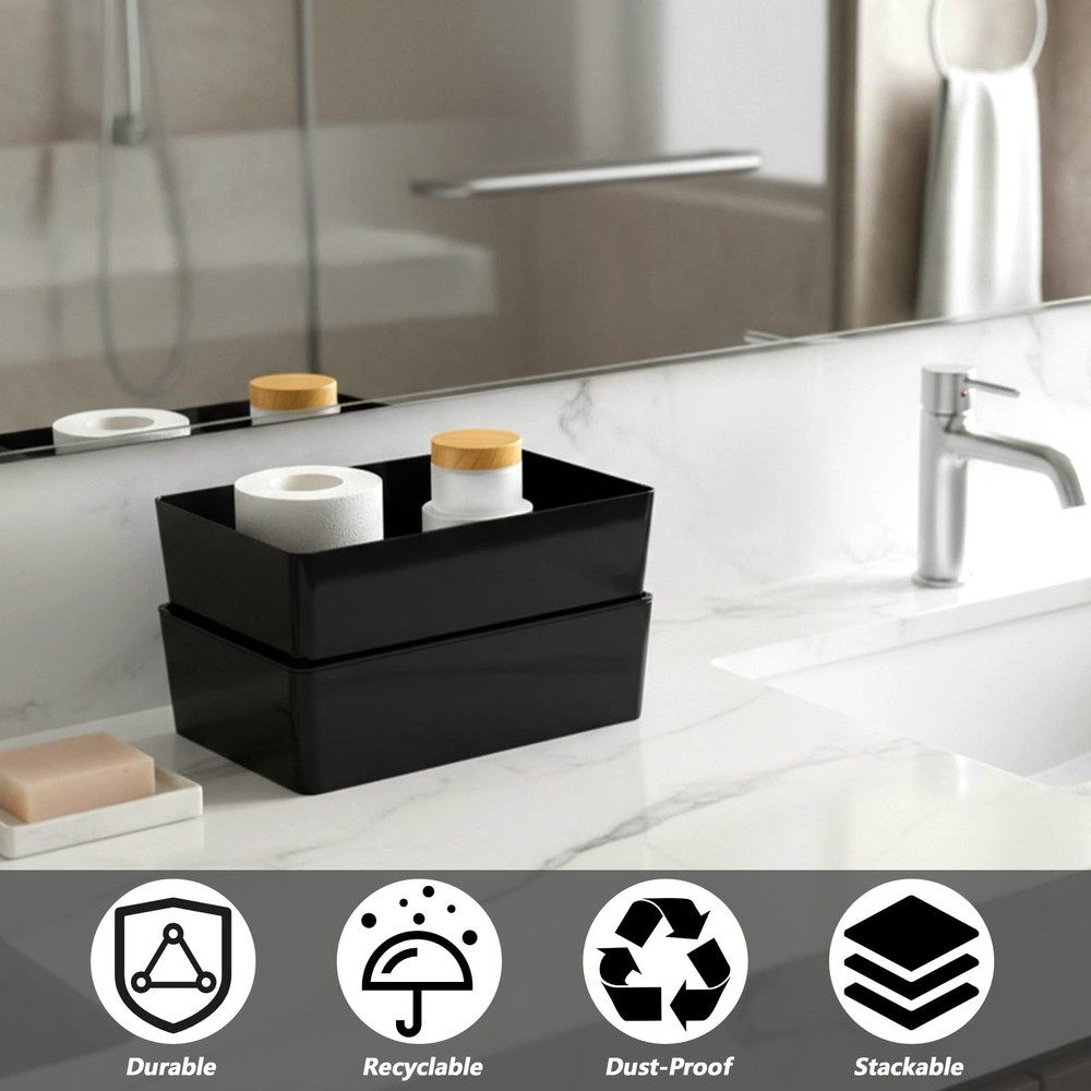 2 Pack Storage Bins with Lids, 10 x 6.9 Inch Multipurpose Stackable Plastic C...