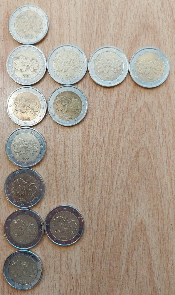 12 x €2 circulation coins --- Finland various years circulation coins