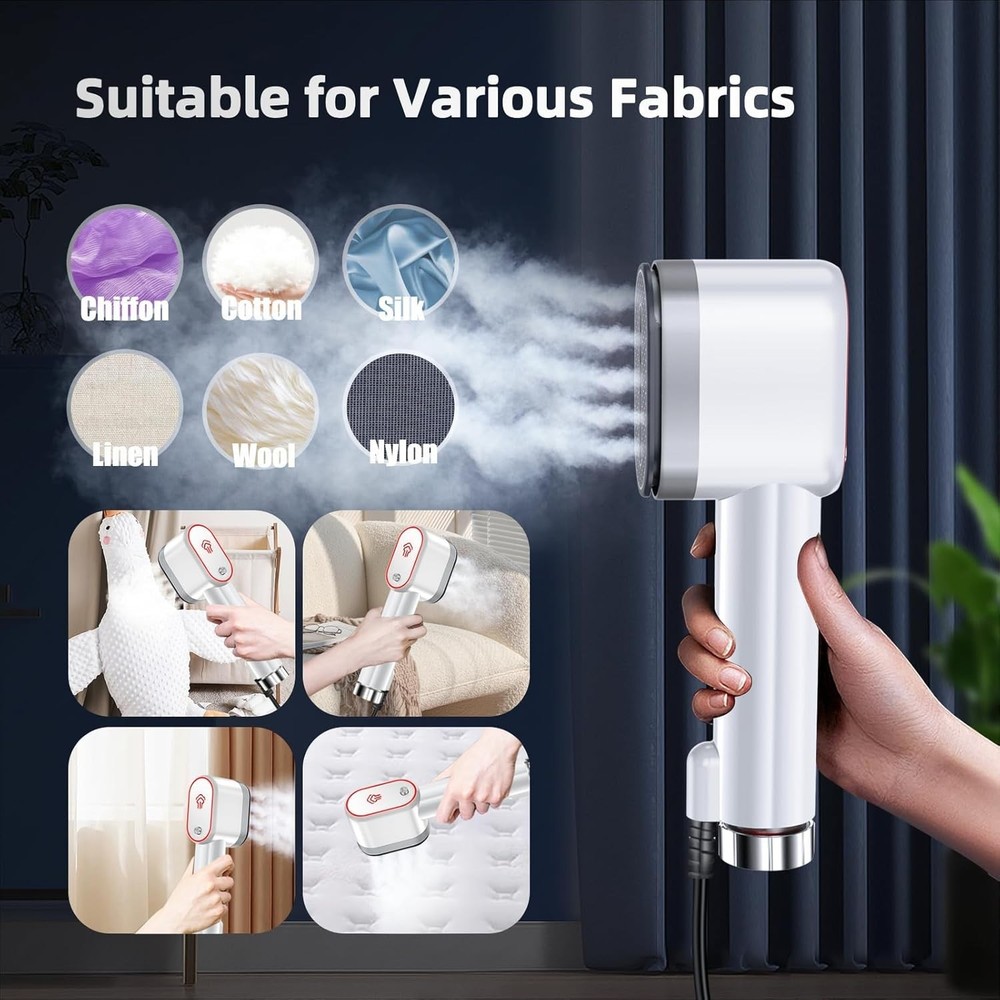 Versatile Mini Fabric Steamer: Vertical & Horizontal Steam, Leak-Free Design