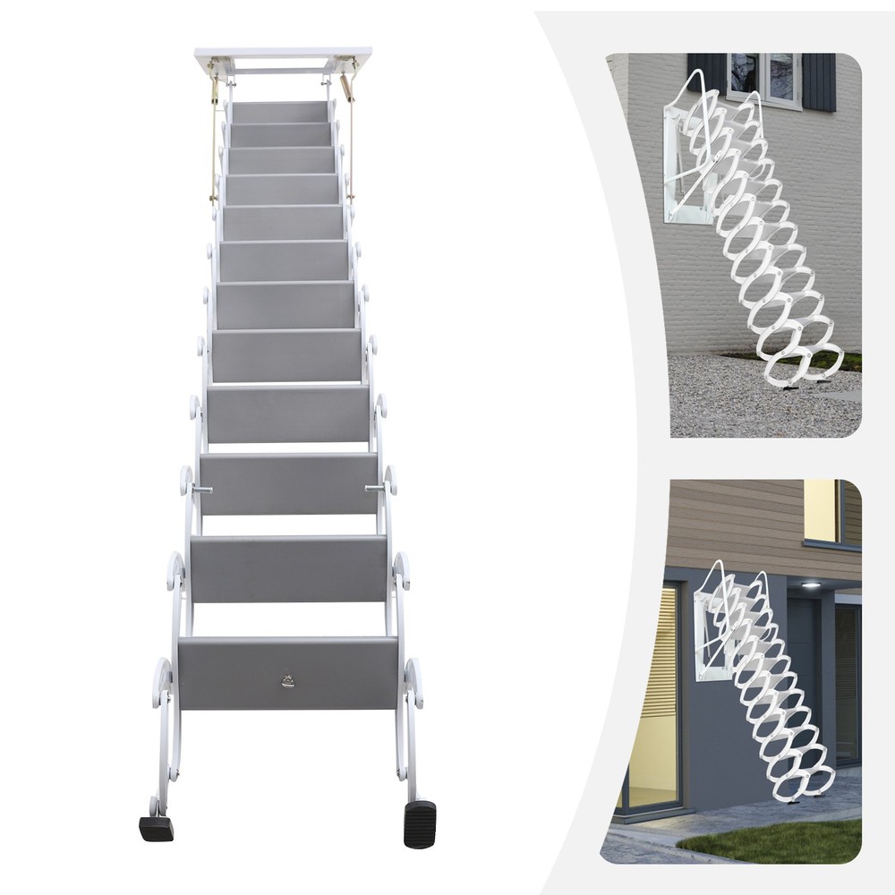 Attic Steps Pull Down 12 Steps Attic Stairs Alloy Attic Access Ladder 882lb