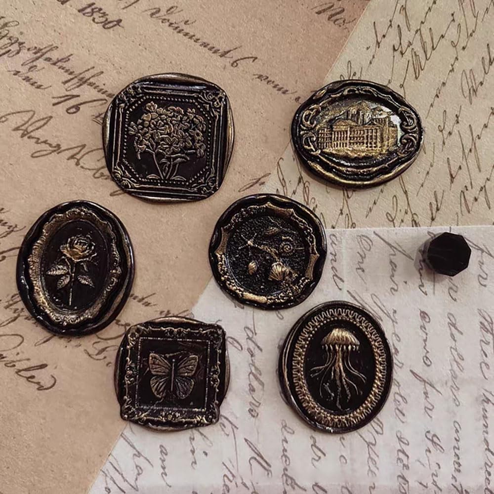 7-Piece Vintage Wax Seal Stamp Set - Beautiful Patterns for Creative Gifting