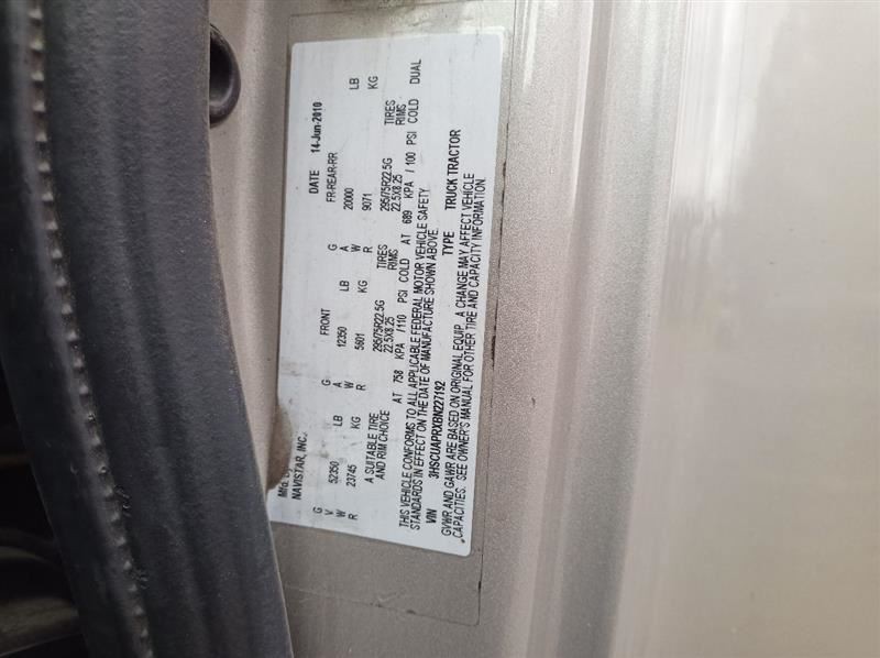 2011 International Prostar Sleeper Temperature Control (10128210