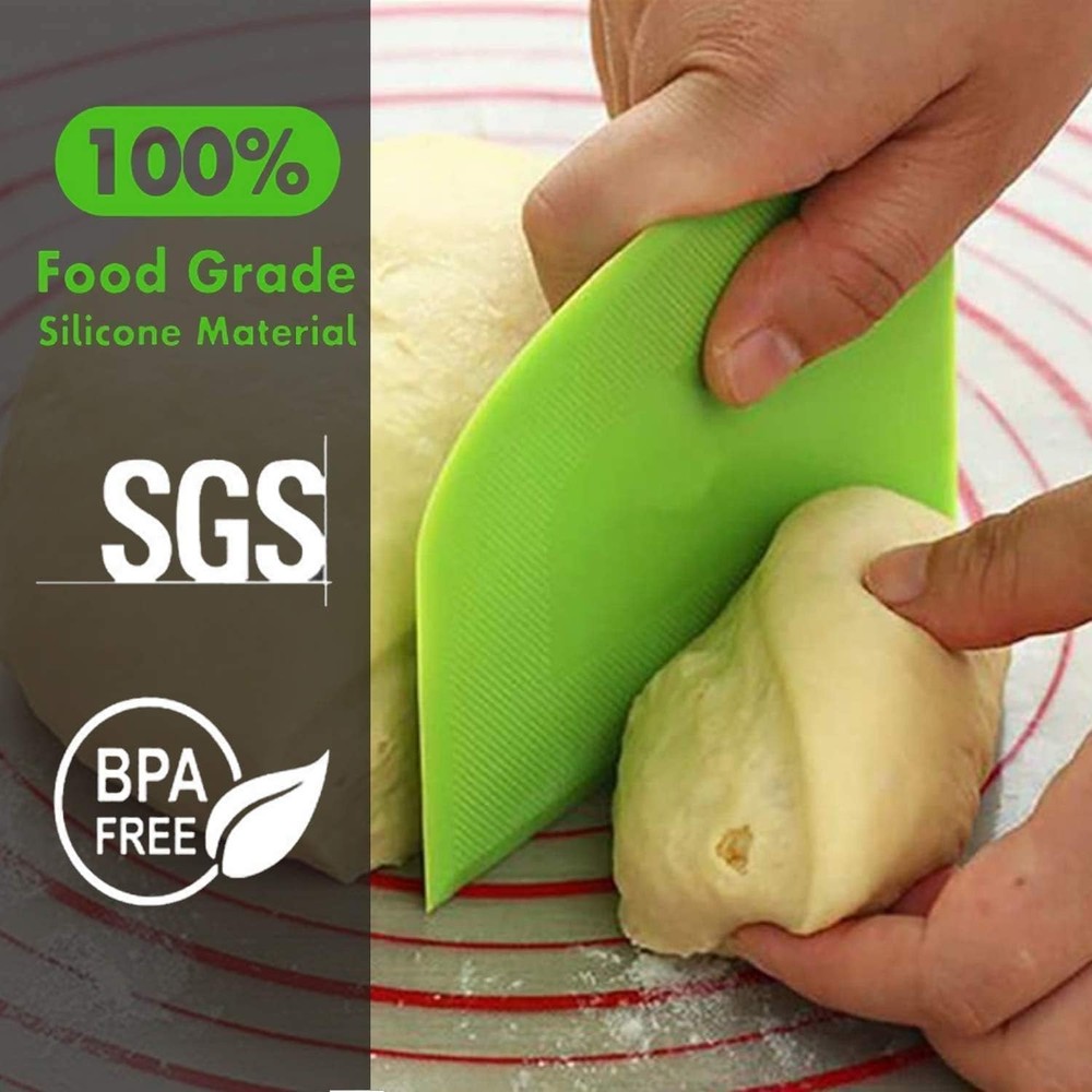 SURDOCA Dough Scraper Bench Scraper - 3P 4.7x3.7" Plastic Flexible Bowl Scraper,