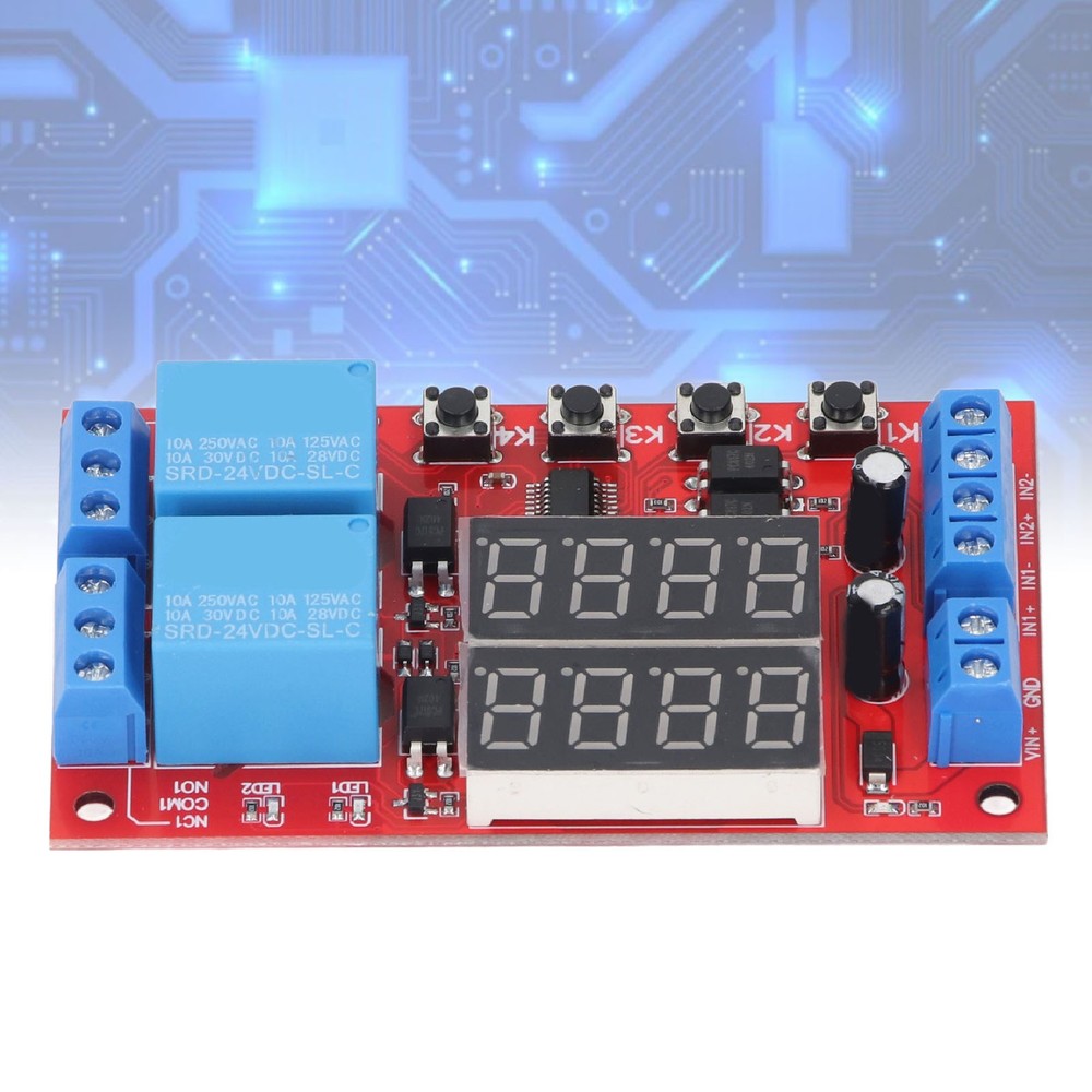 24V 2 Channel Relay Module LED Display Delay Self Locking Cycle Timer Module