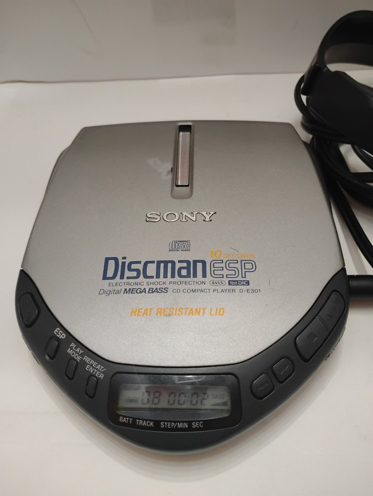 Sony D-E301 ESP Discman + MDR-V100 🎧 Works Read As Is
