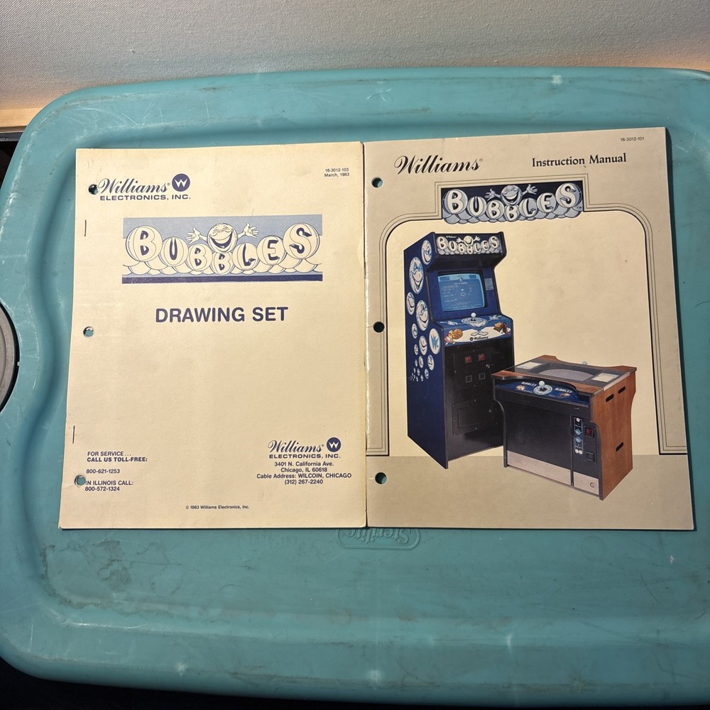 Bubbles Arcade Game Manual Set Very Nice