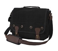 Rothco Black Leather Canvas Laptop Bag - 9682