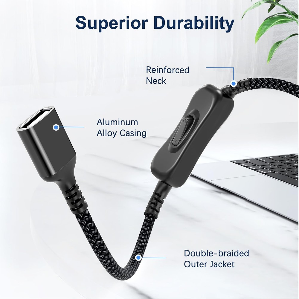 Itramax USB On Off Switch Cable,USB Extension Cable Support 6.6FT/2M, Black