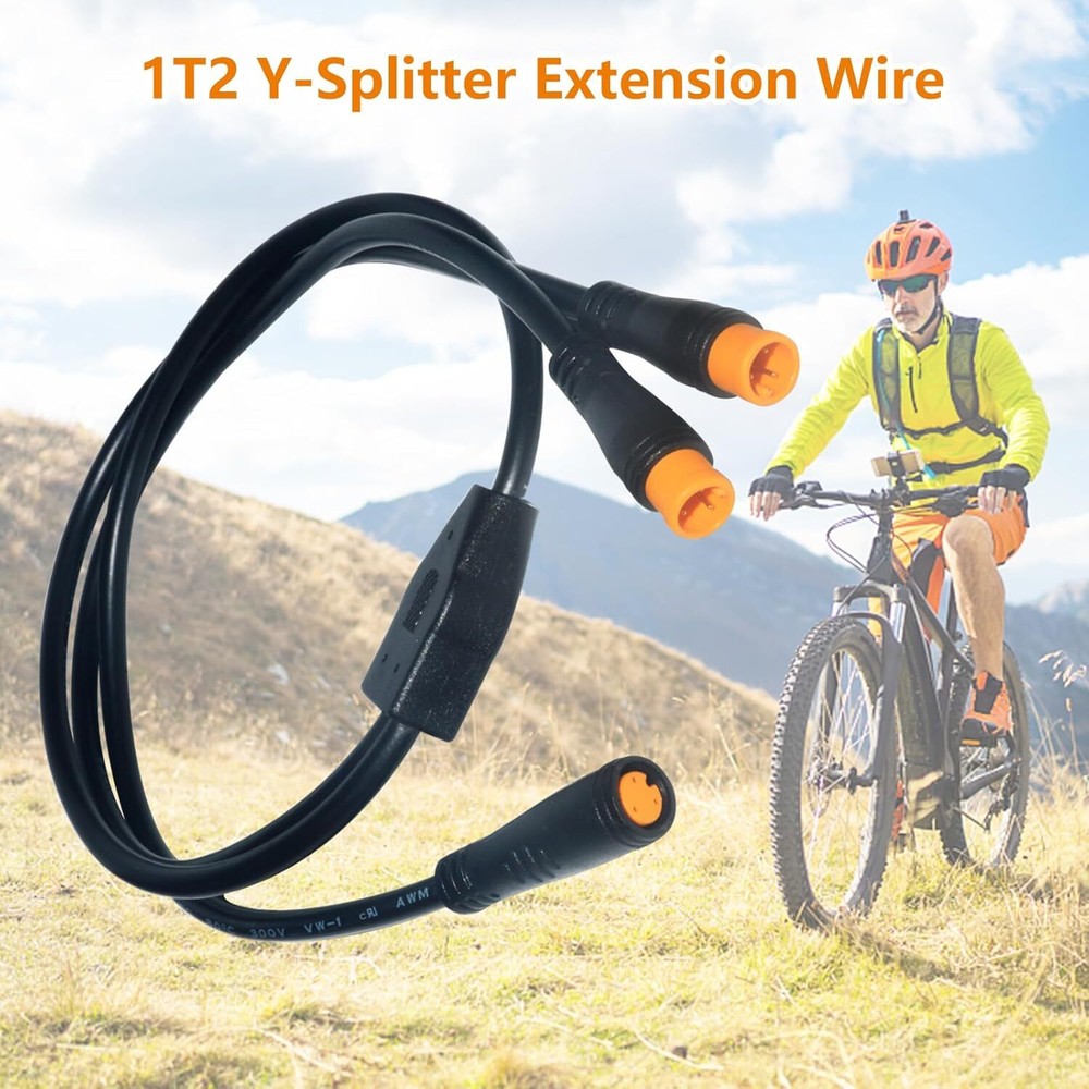 Y-Split Extension Cable 1T2 Extension Wire Waterproof Connector For Ebike Kit