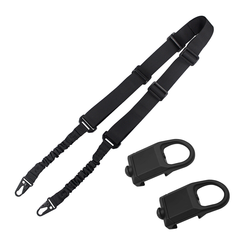 2 Points Rifle Sling Adjustable Gun Shoulder Strap with 2 Picatinny Rail Mounts