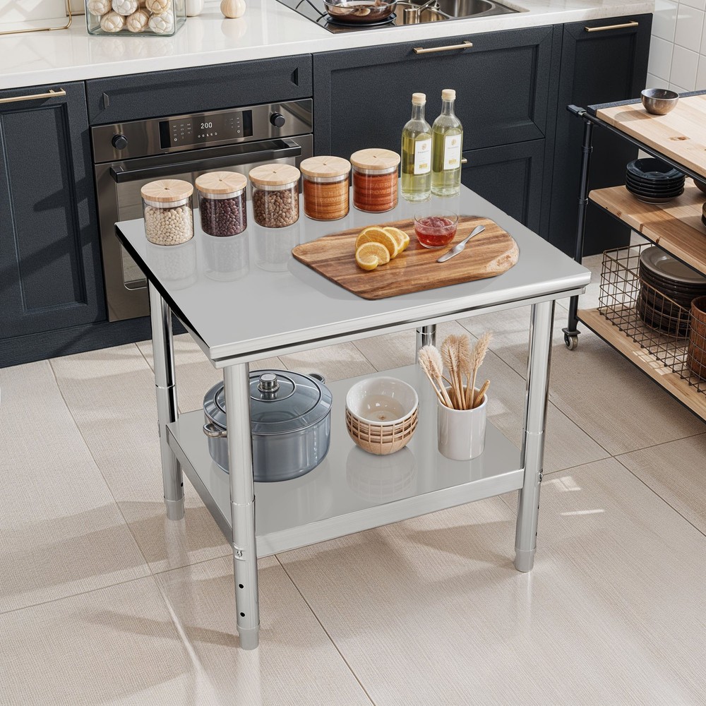 Work Table Stainless Steel 2 Tier Shelves Storage Workbench Kitchen Commercial