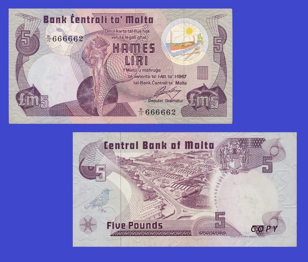Malta 5 Maltese Lira  1979    - Copy