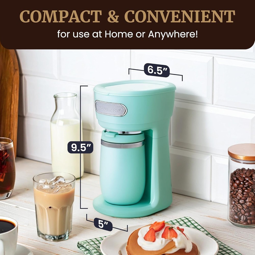Sleek Mint Single-Serve Coffee Maker with Reusable Filter & Auto Shut-Off