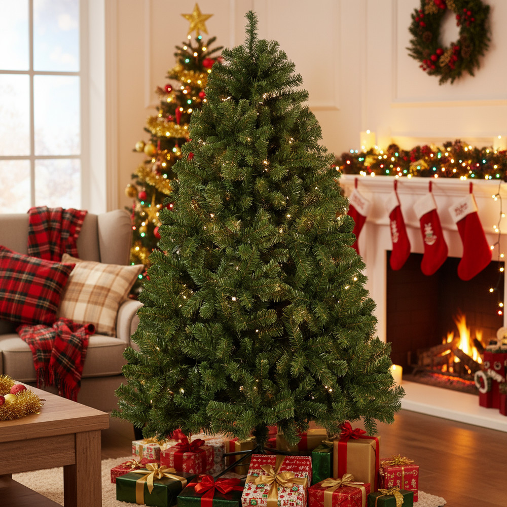 Artificial Christmas Tree, 6ft Premium Hinged Spruce Holiday Tree Easy Assembly