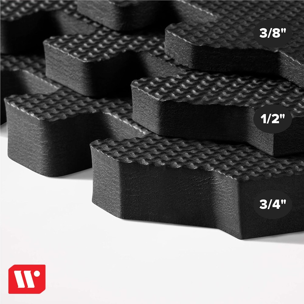 3/8 Inch Thick Multipurpose Exercise Floor Mat with EVA Foam, Interlocking Ti...