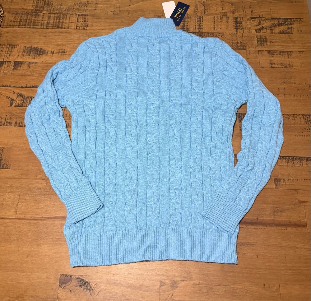Polo Ralph Lauren Men's Light Blue Quarter Zip Pullover. Size medium
