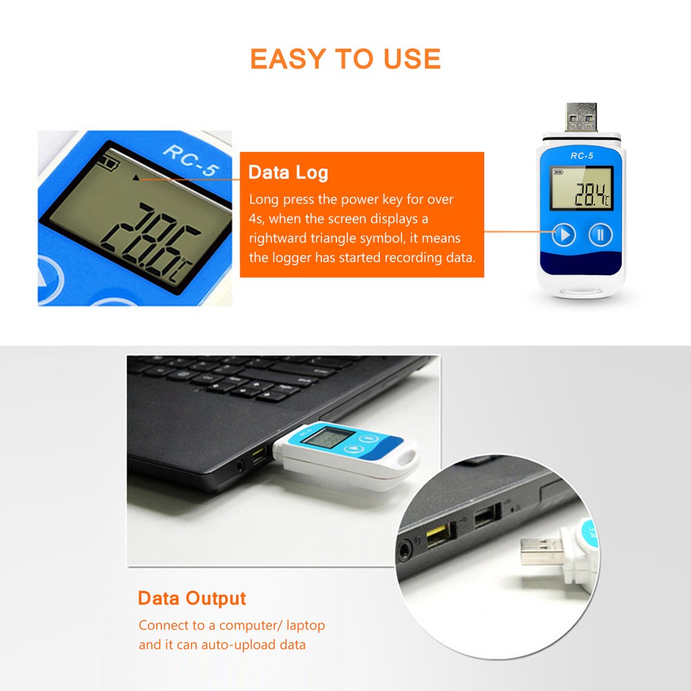 -5 Data Logger High Accuracy USB Data Recorder 32000 D4O2