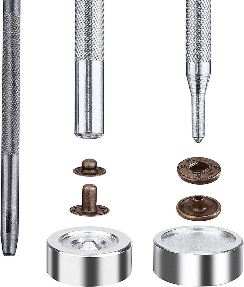 100 Set Snap Fasteners Leather Snaps Button Kit Press Studs with 4x Fixing Tools