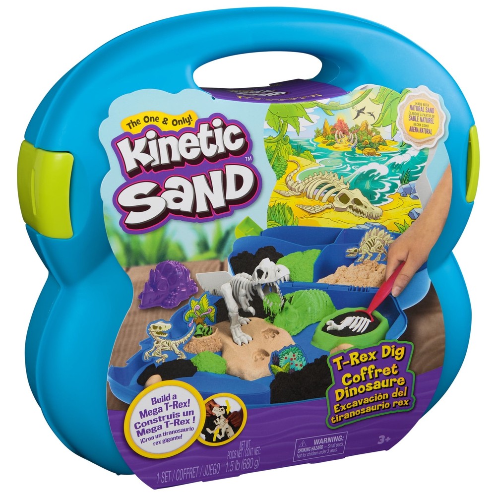 Kinetic Sand, T-Rex Dig Set with 1.5lbs Play Sand & Tools