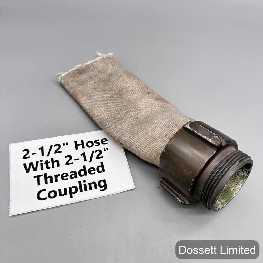 2-1/2" Fire Hose With 2-1/2" Threaded Coupling Industrial Brass Fitting Used