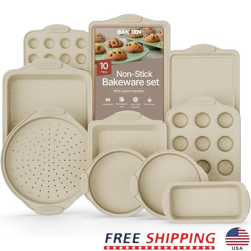 Nonstick Carbon Steel Bakeware Set Oven Safe Kitchen Baking Pans New