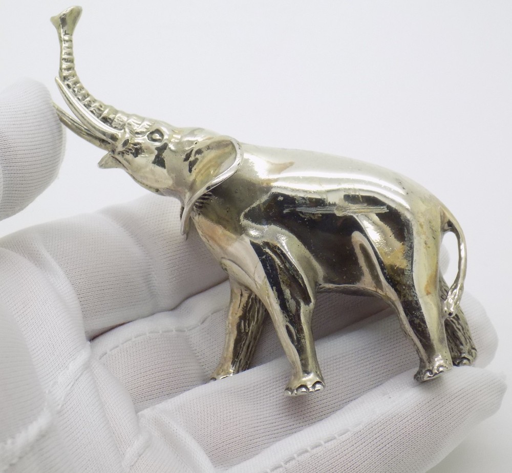 Vintage Italian Handmade Genuine Sterling Silver Large Elephant Solid Figurine