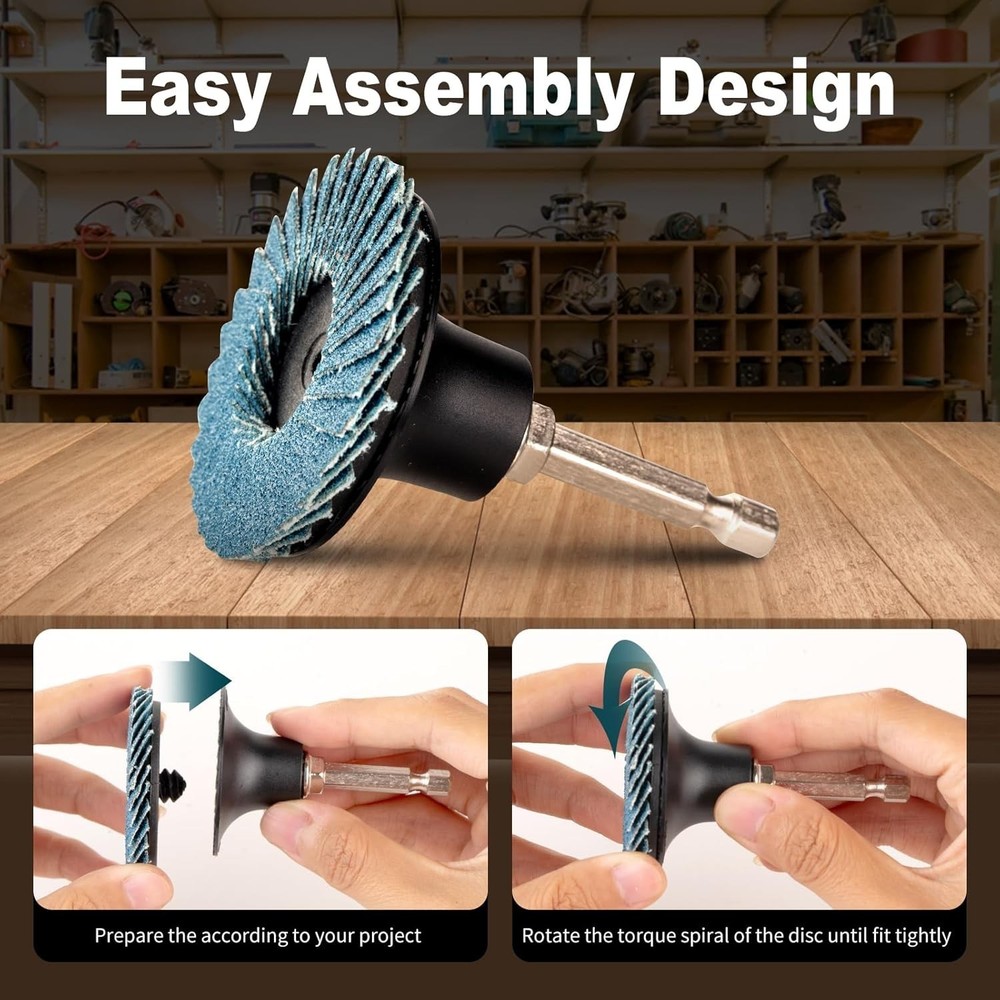 50 PCS 2" Grit Roll Lock Sanding Discs – Complete Set with Quick-Change Holders