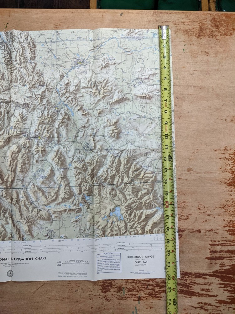 VTG USAF Aviation Sectional Topographical Navigation Chart Map Bitterroot Range