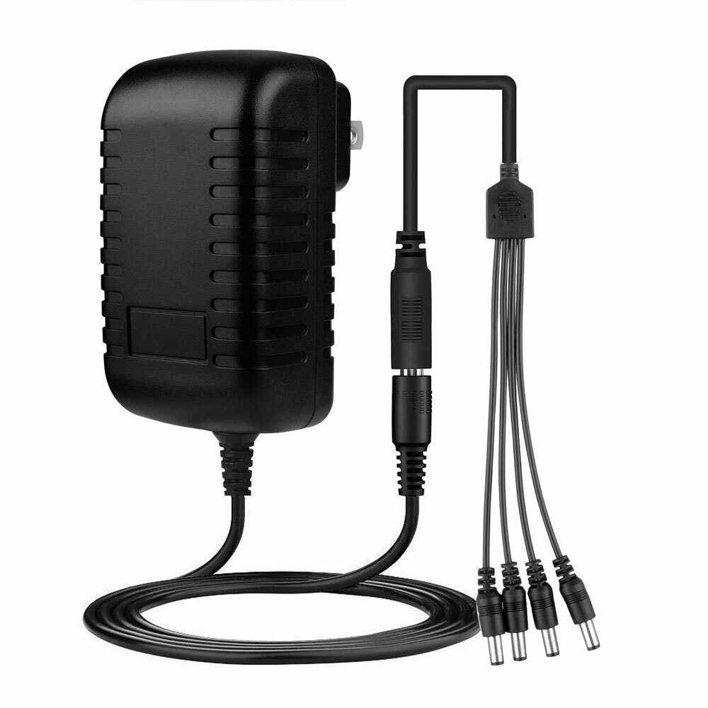 CCTV Security Camera Power Supply Adapter - w/ 4-way splitter 12VDC 2A (2000mA)