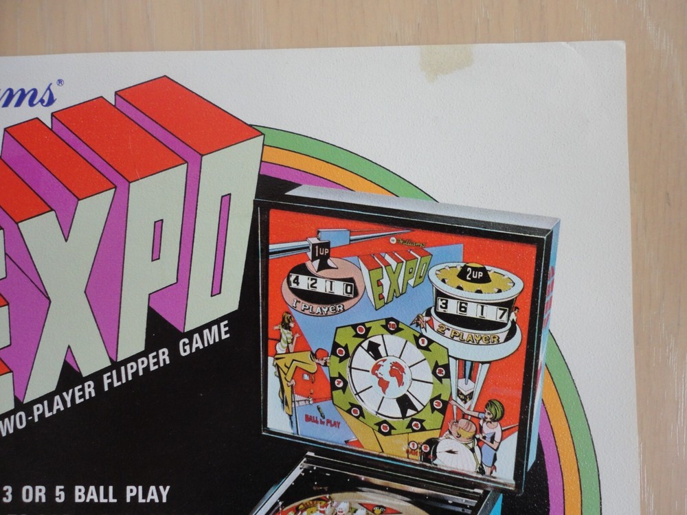 Expo Pinball Machine Flyer Original Williams Brochure