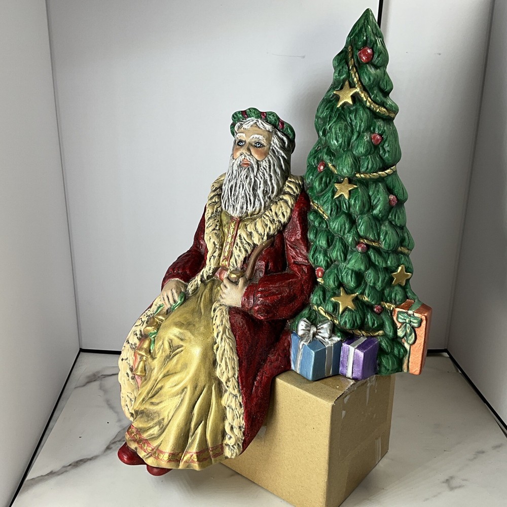 Old World Santa St. Nick Studio Ceramic Hand Painted Shelf Sitter 14” Tree