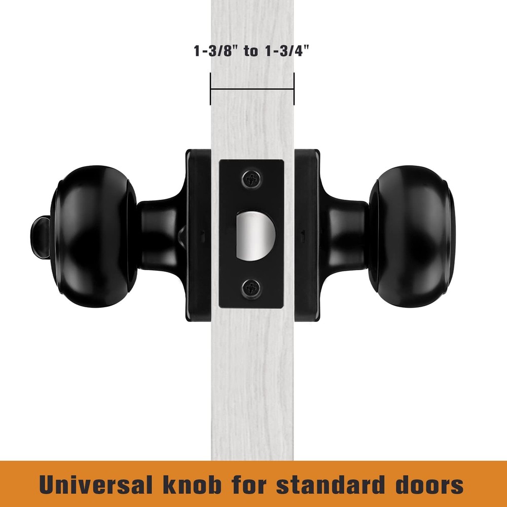 Black Door Knobs Privacy with Square Privacy,
