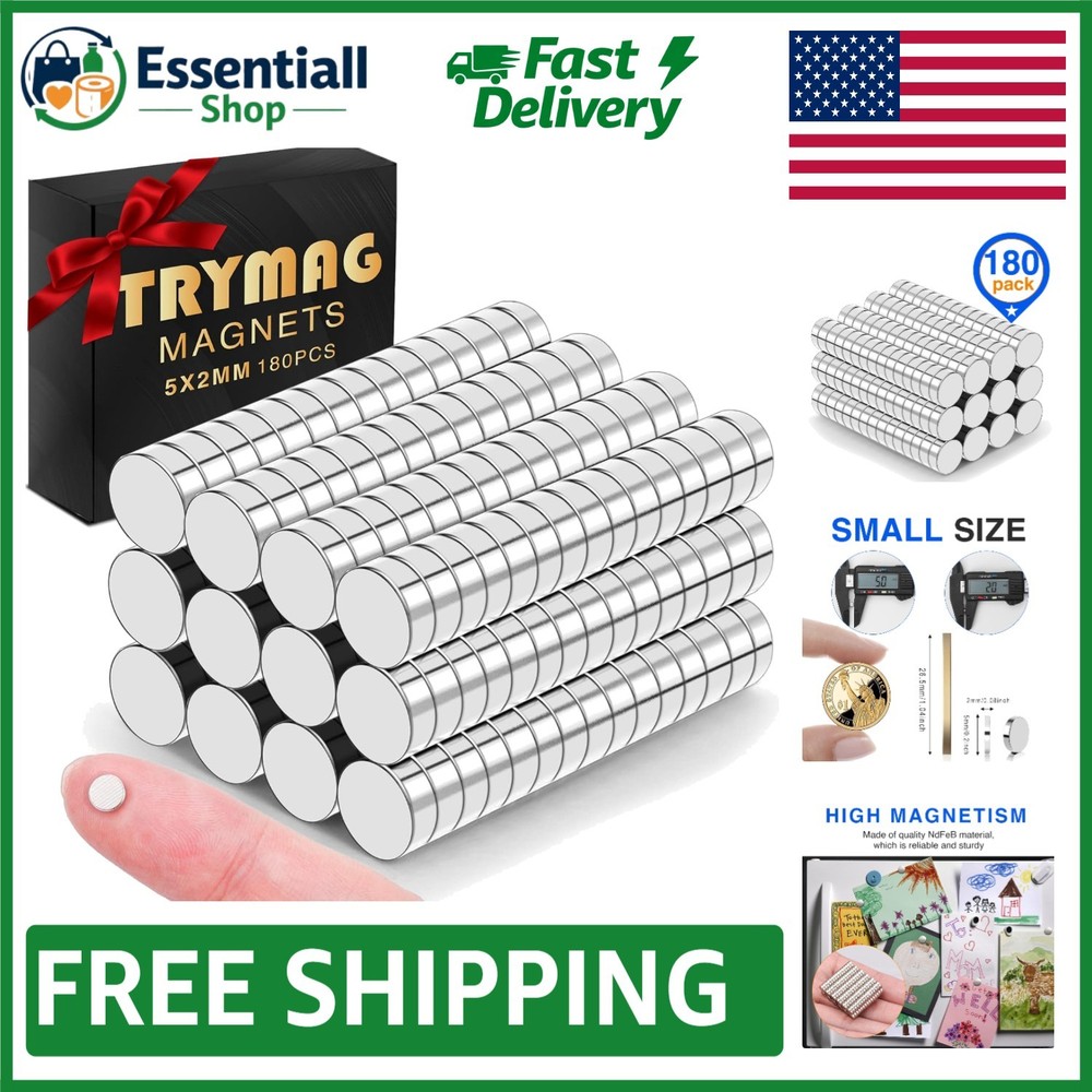 Durable 180-Pc Neodymium Magnets in Storage Case - Rust-Resistant & Compact