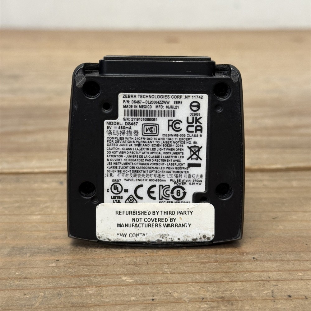 Zebra DS457 Barcode Reader Imager Scanner DS457-DL20004ZZWW Used