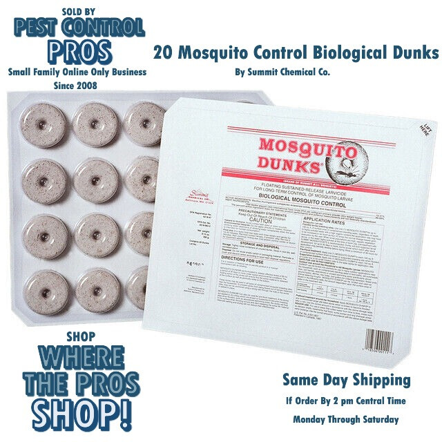 20 Summit BTI Mosquito Control Dunks Bactimous  ~ Kill Mosquitoes & Larvae