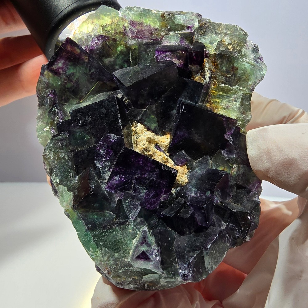 Phantom Fluorite Cube Specimen, green purple Okorusu, Namibia 76*63*22mm