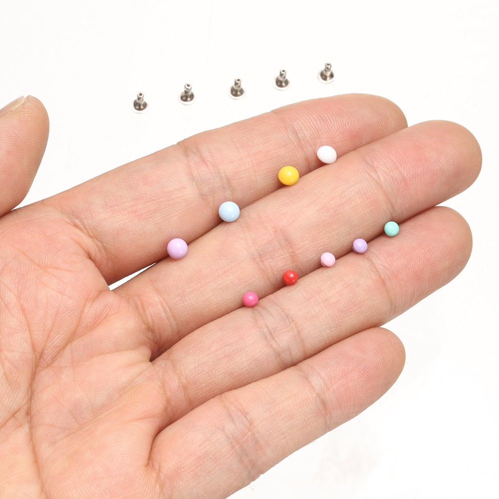 10Pcs Mini Rivet Studs 4mm Double Cap Leather Rivets Tubular Studs Light Blue