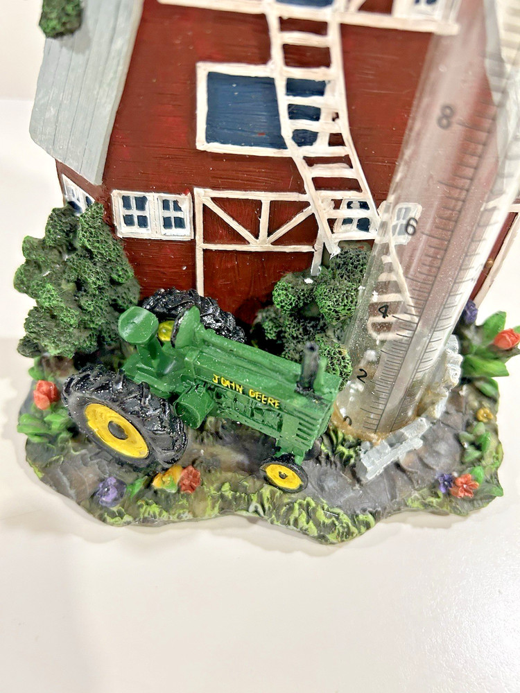 John Deere Ceramic Barn Scene rain gauge