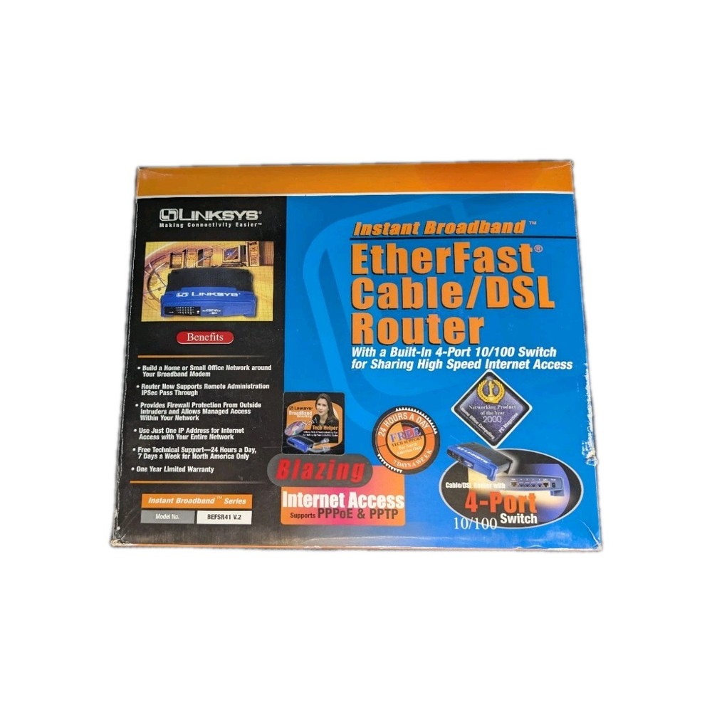 Linksys EtherFast BEFSR41 V2 Router 4-Port 10/100 Switch Firewall Wired Ethernet