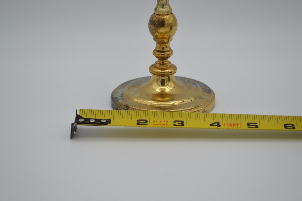 Vintage Brass Tarnished Worn Candlestick Holder