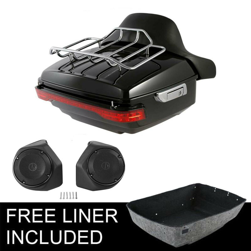 King Trunk Backrest Rack Speakers Light Fits For Harley  Touring 2014+