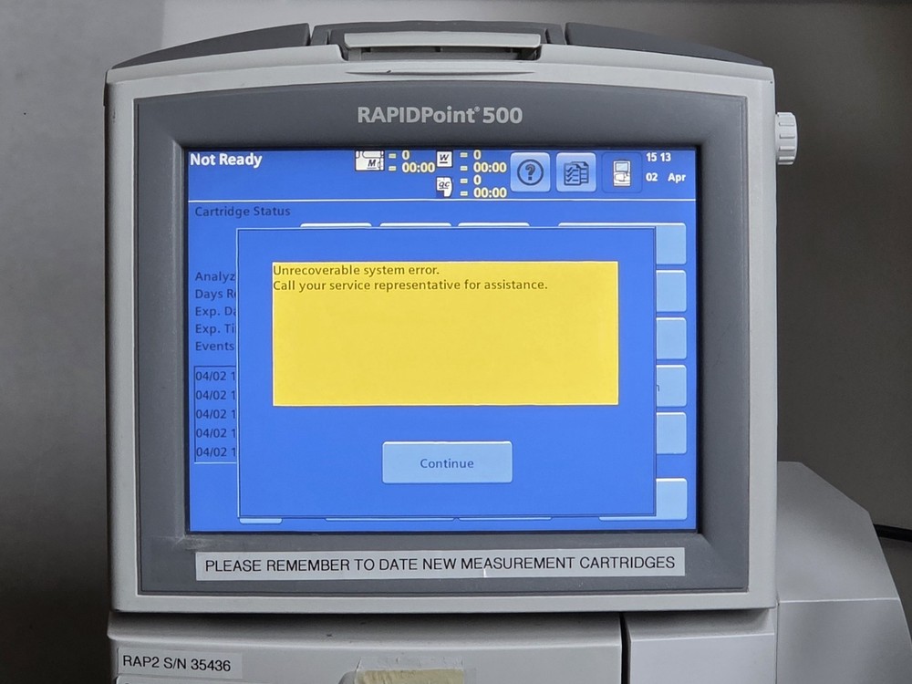 Siemens - RAPIDPoint 500 - Blood Gas Analyzer Bar Code Reader Touchscreen LCD