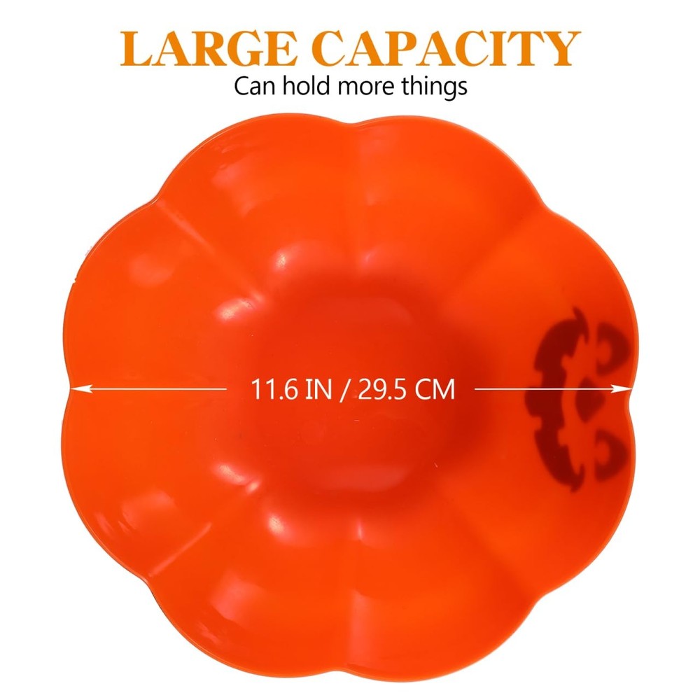 UPKOCH Halloween Pumpkin Candy Bowl, Large Orange Snack Dish, Multi-Function Fru
