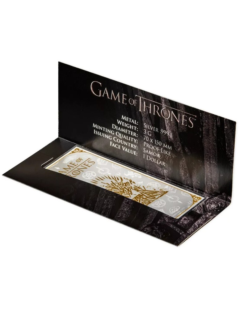 2024 Samoa $1 Game of Thrones 3 Grams .999 Silver Note