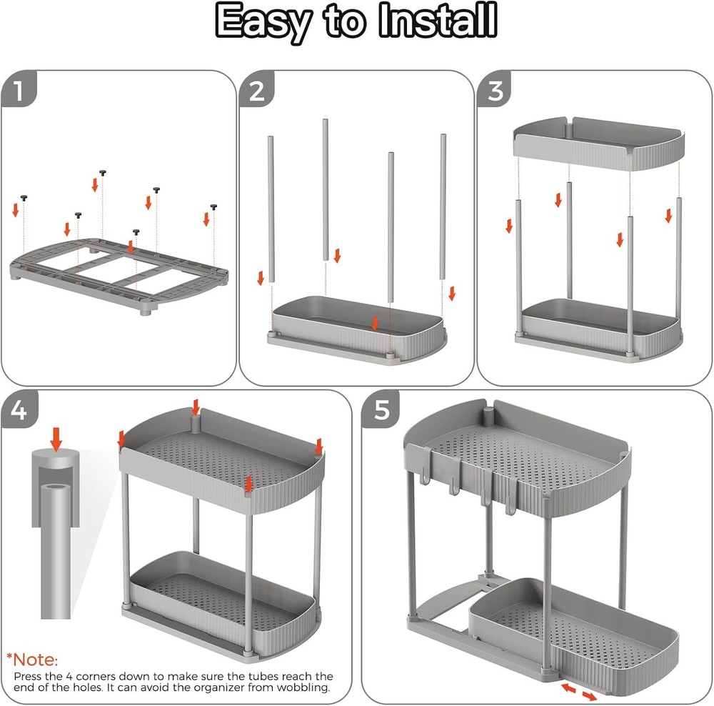 2 Pack Multi-Purpose Pull-Out Storage Organizers, Under Sink Organizers Storage