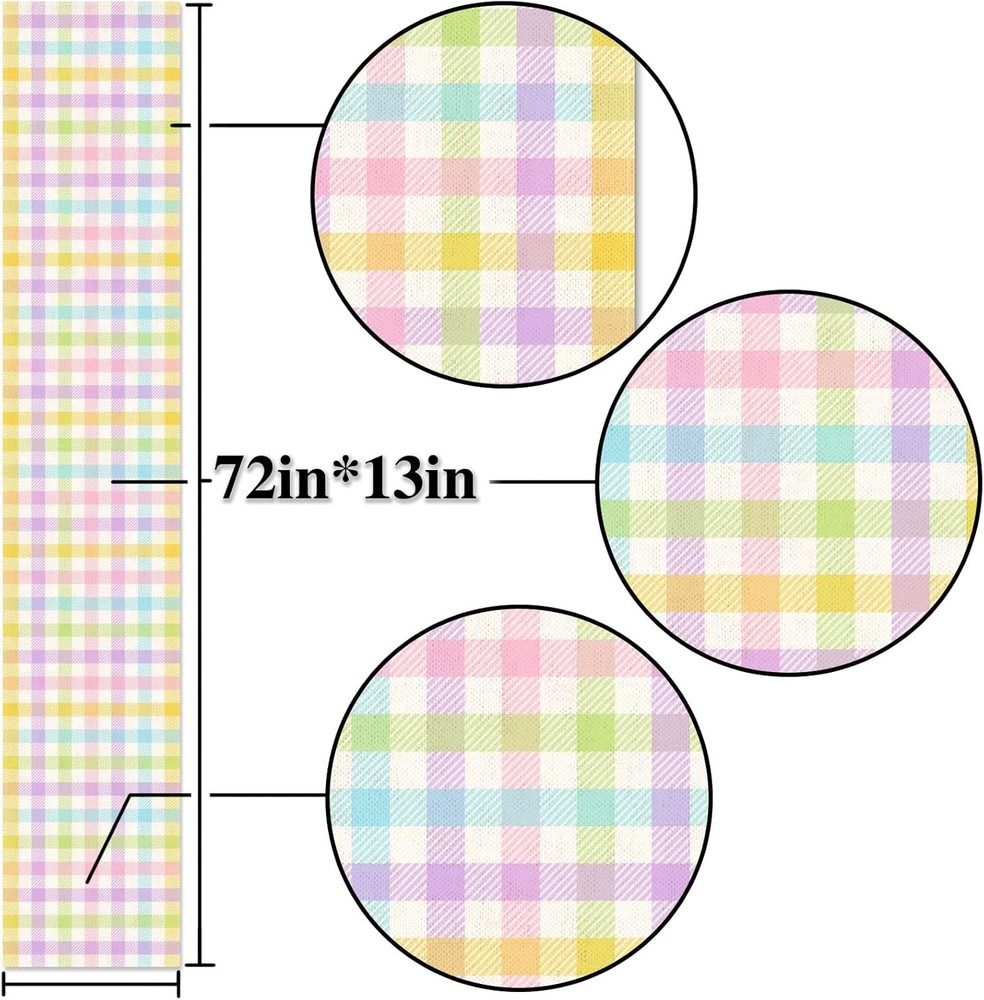 Nepnuser Linen Spring Easter Buffalo Check Plaid Table Runner Rustic Farmhouse H