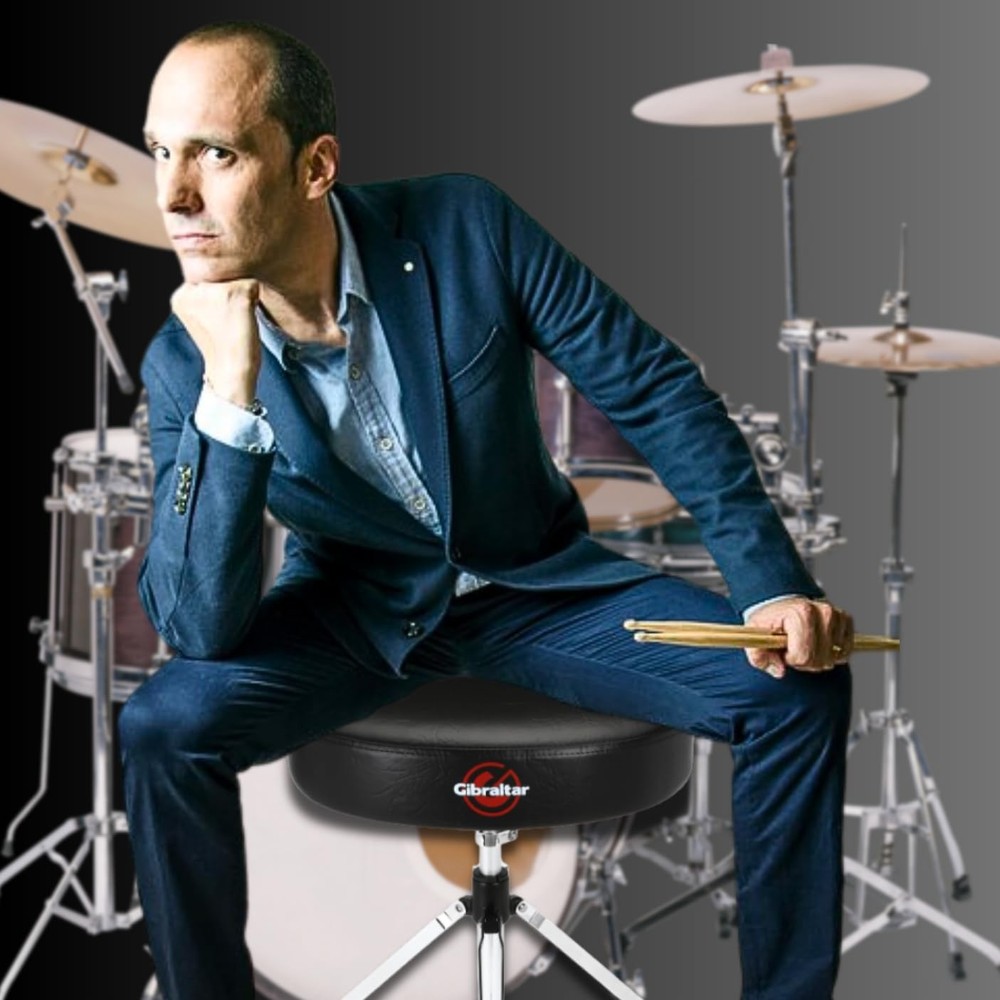 Drum Throne with Adjustable Height Motorcycle-Style Seat, Double-Braced Legs,...