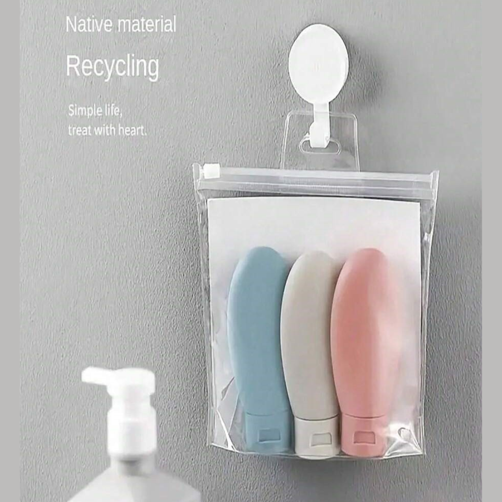 3pcs Travel Bottle Set Refillable Squeezable Leakproof Silicone Container 60 ML