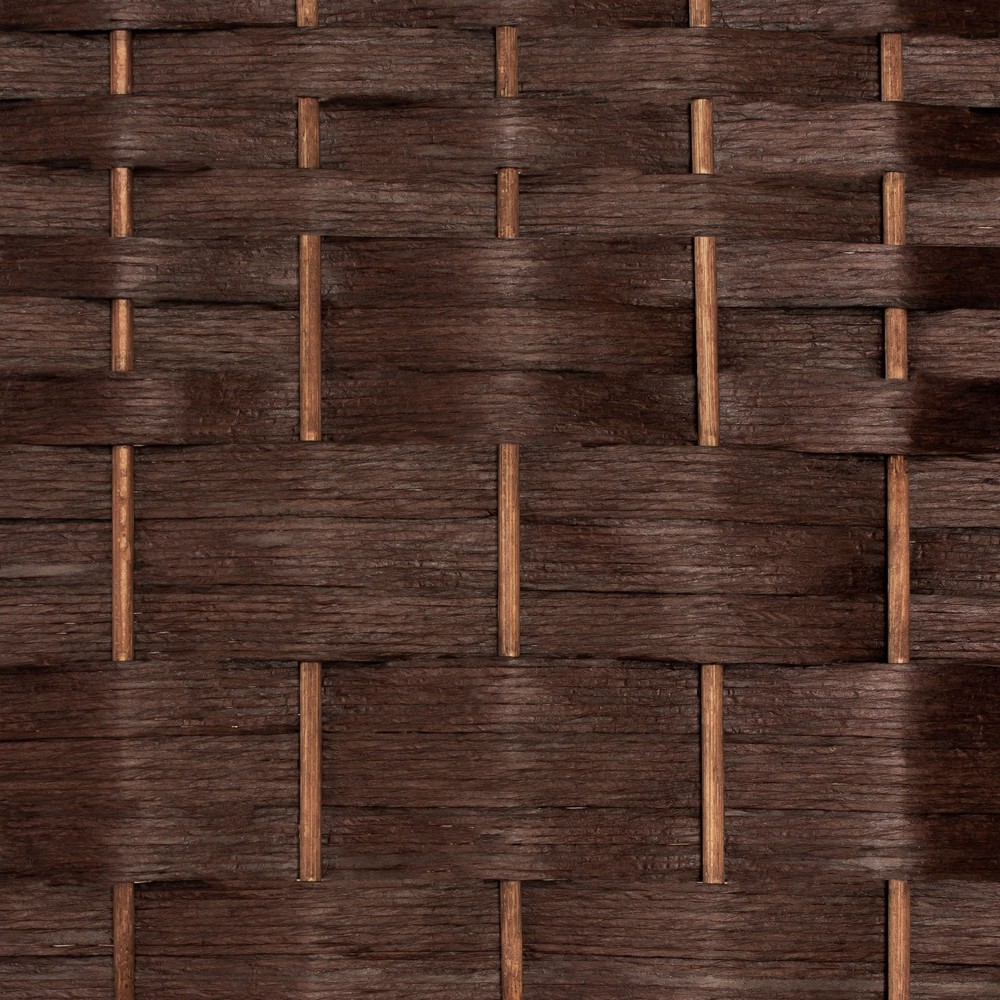 4 ft. Short Diamond Weave Fiber Folding Screen - Dark Mocha - 4 Panel